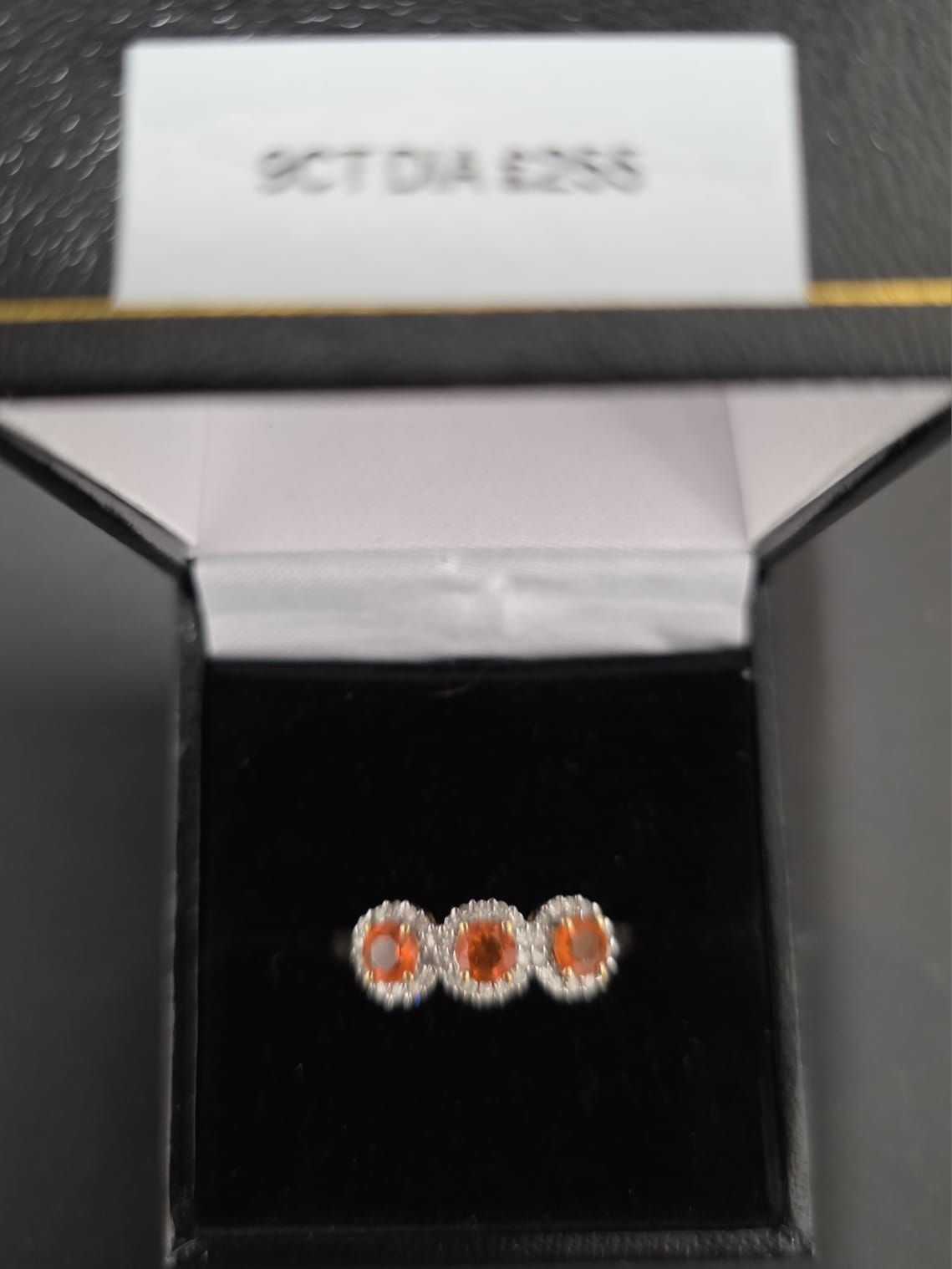 Orange Citrine and Diamond Ring set in 9ct gold